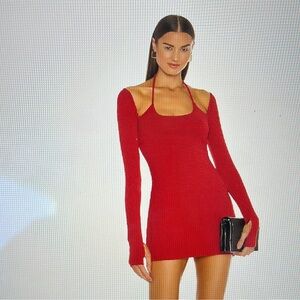 Elegant Red Halter Dress